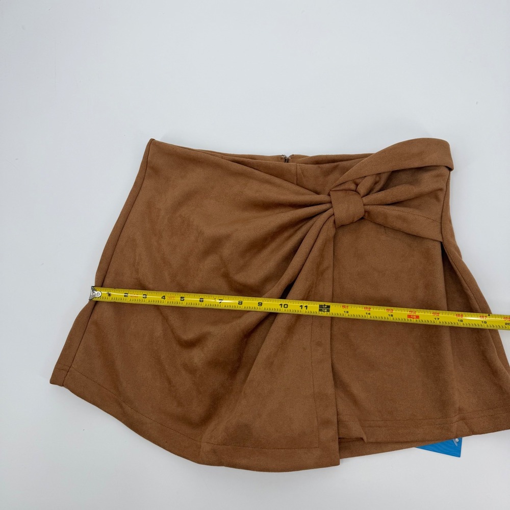 Cupshe Faux Suede Knot Front Wrap Skort Camel Brown XL CAA02B4J031HH - Picture 6 of 8